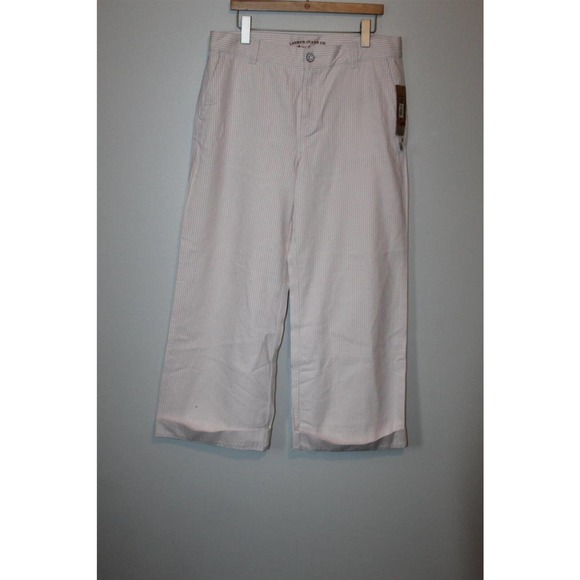 NWT Lauren Jeans Co Striped Wide Leg Trouser Denim Jean Pink Plus Size 14 H14626 - Picture 9 of 12